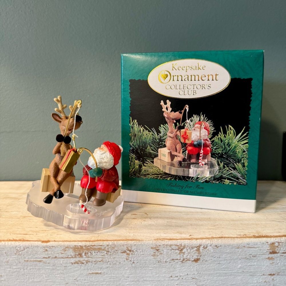 1995 Hallmark Collectors Club Fishing For Fun Clip On Vintage Keepsake Ornament